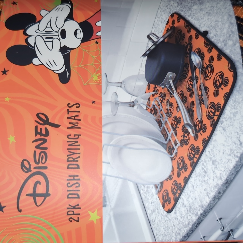 🆕 2pk Mickey Mouse Halloween Pumpkin Drying Mat 🎃 Disney
